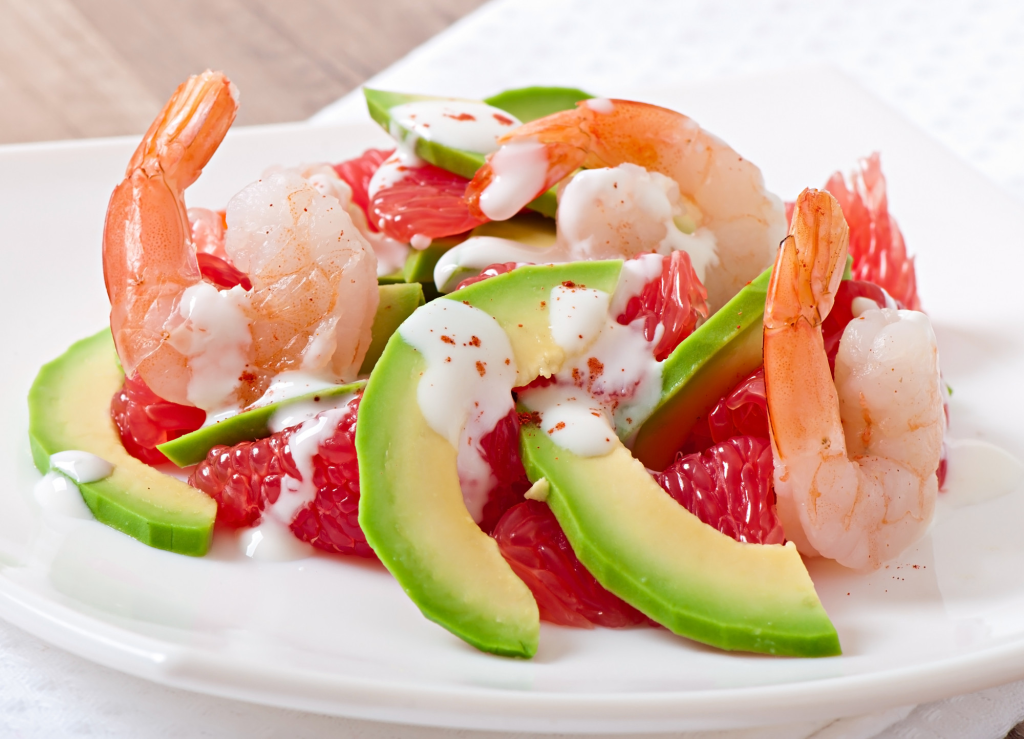 Carpaccio de Aguacate y Langostinos