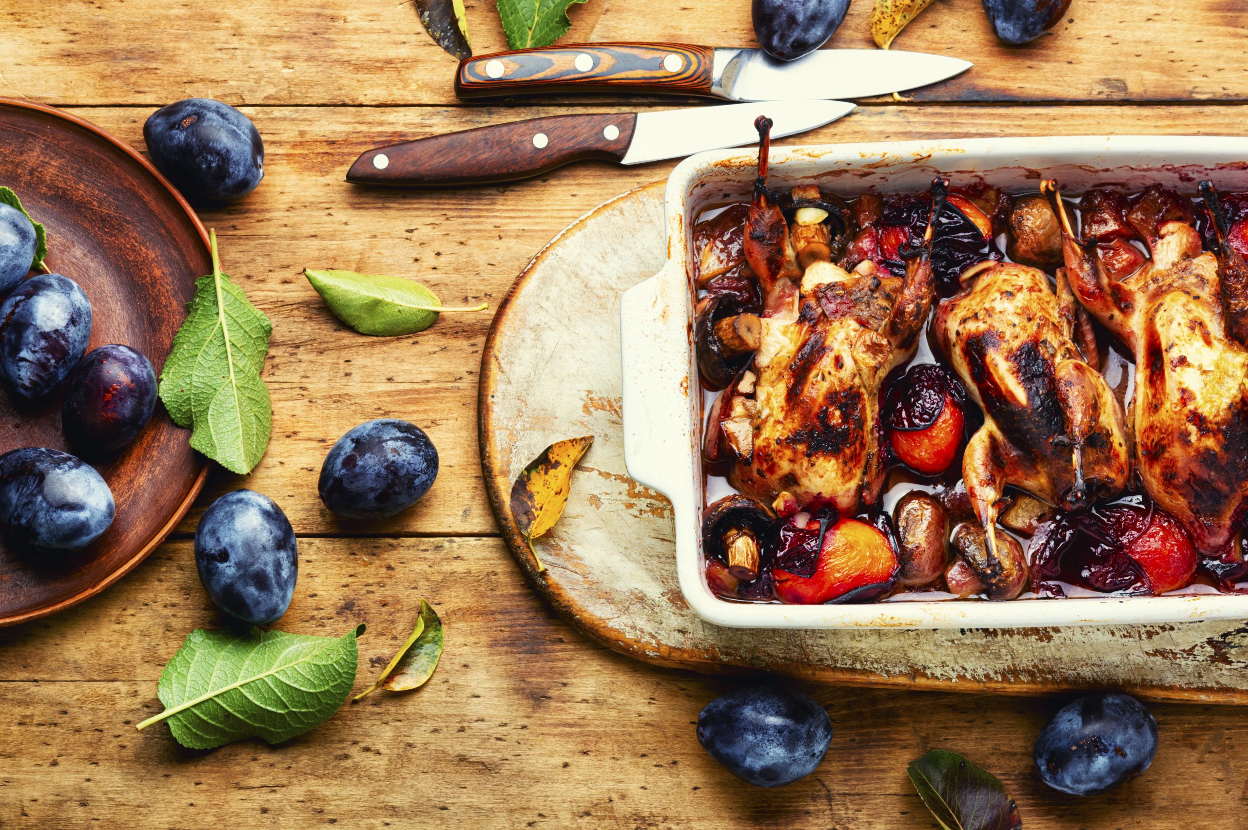 Codorniz con Papas y Arandanos